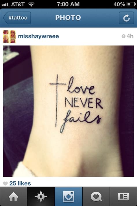 love never fails tattoo.